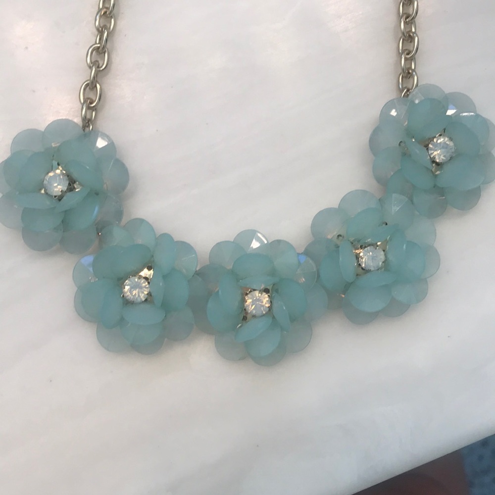 Anthropologie mint green and gold floral necklace
